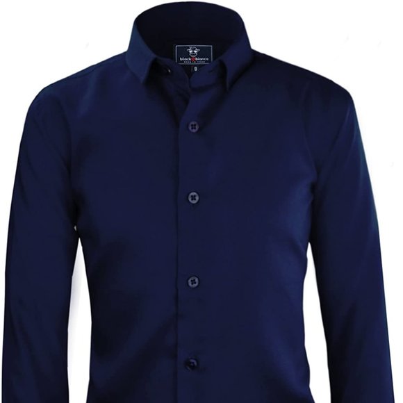 Black n Bianco Other - Boys Signature Sateen Long Sleeve Dress Shirt Navy